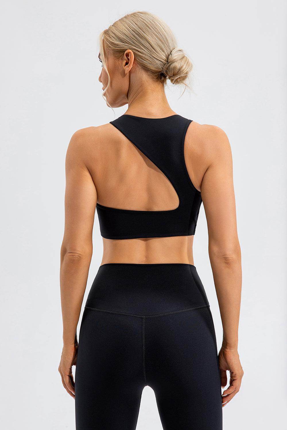 Round Neck Cutout Cropped Active Tank for Women Fitness - Selvanelle