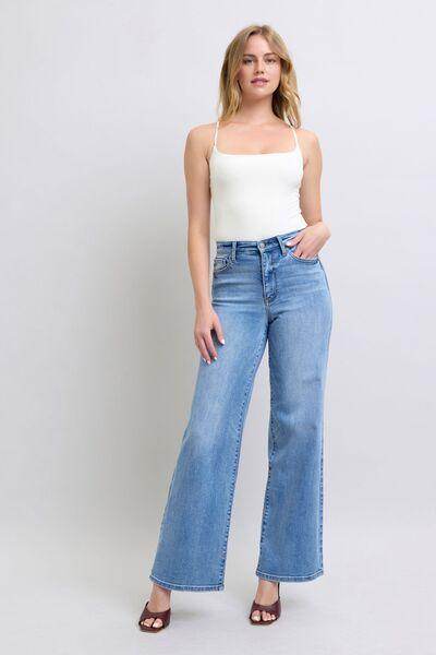 Judy Blue Full Size Wide Leg Jeans with Pockets for Women - Selvanelle
