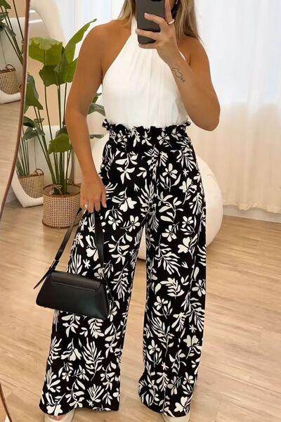 Full Size Printed High Waist Wide Leg Pants for Women - Selvanelle