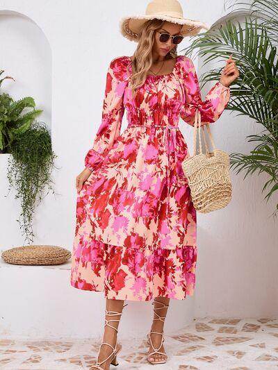 Stylish Printed Long Sleeve Midi Dress for All Occasions - Selvanelle