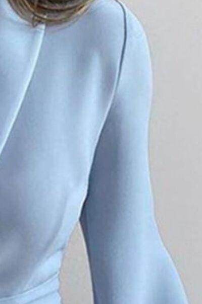 Surplice Tie-Waist Balloon Sleeve Dress for Women - Selvanelle