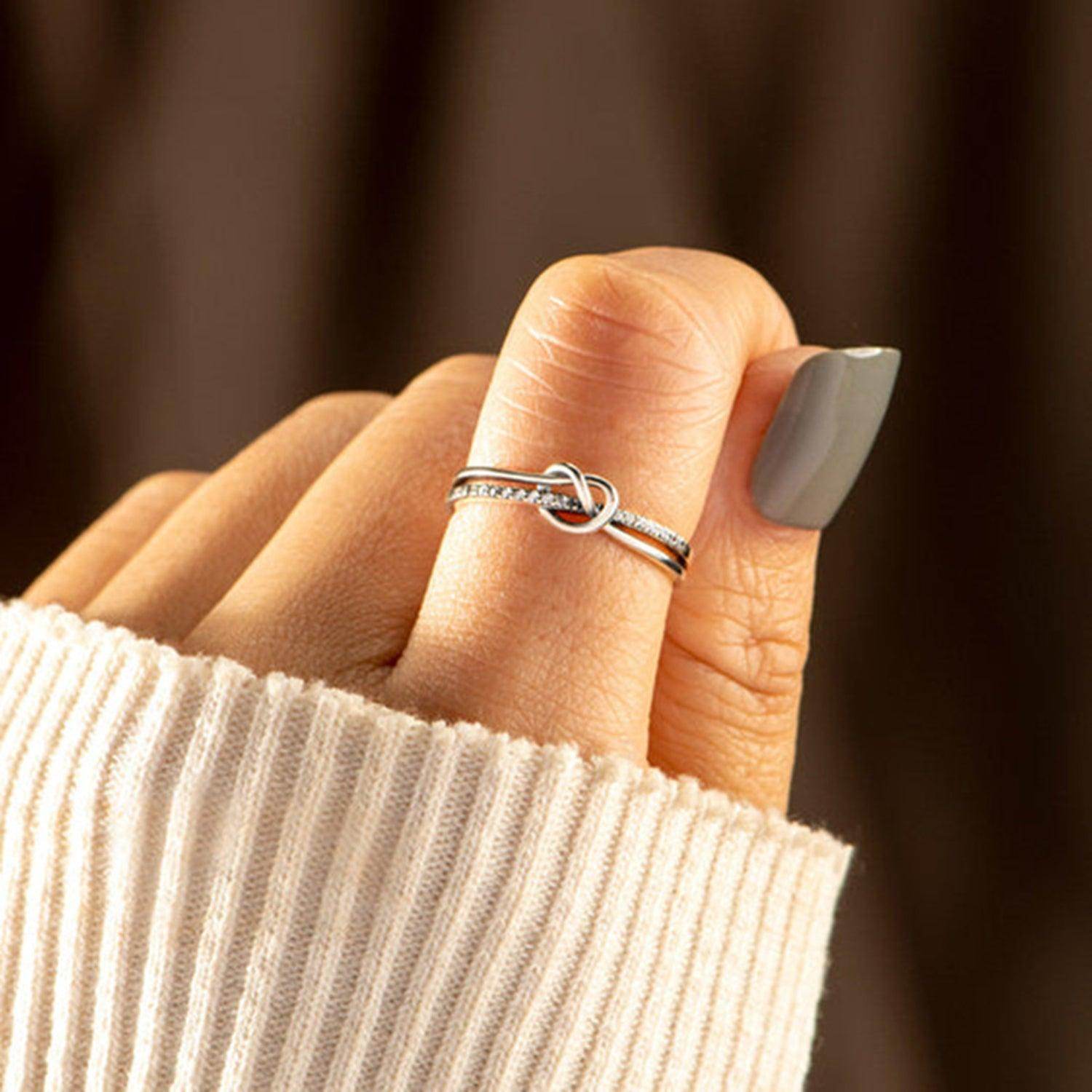 925 Sterling Silver Double-Layered Knot Ring for Women - Selvanelle