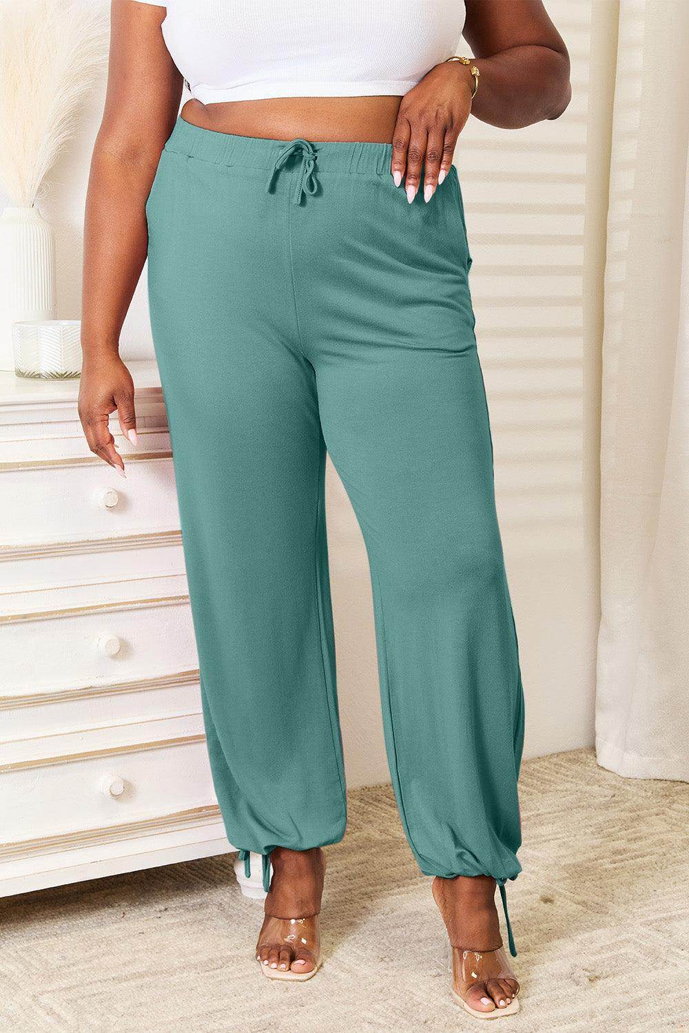Basic Bae Full Size Soft Rayon Drawstring Pants with Pockets - Selvanelle