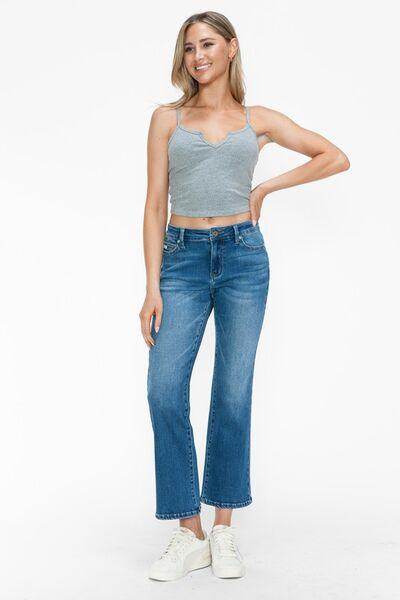 Bytos Full Size Cat's Whiskers Mid Rise Ankle Jeans For Women - Selvanelle