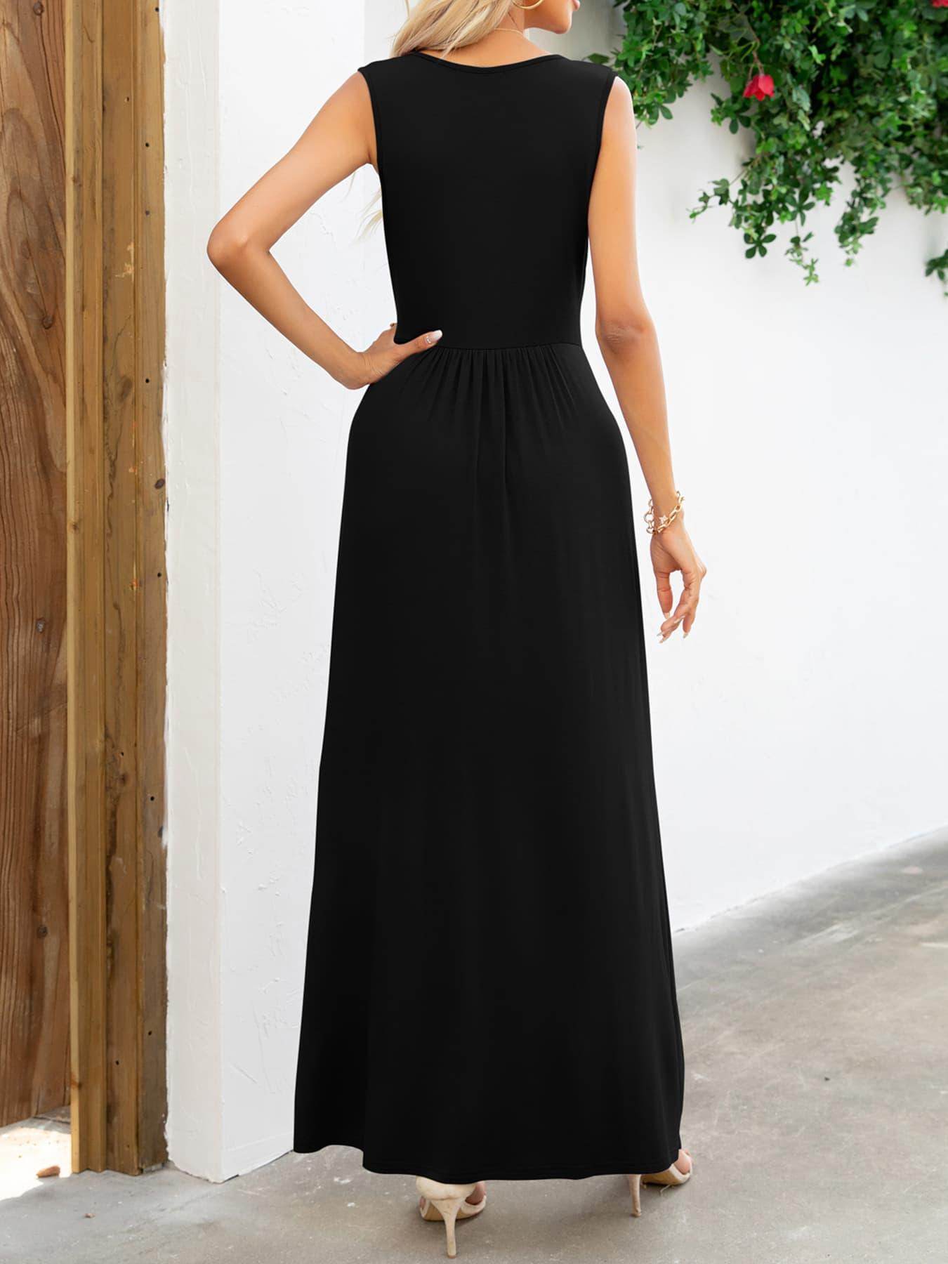 Surplice Neck Sleeveless Maxi Dress for Women Casual Style - Selvanelle