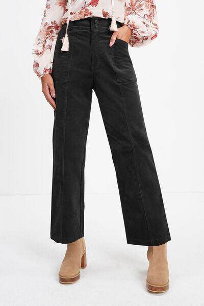 Half Elastic Waist Straight Pants for Comfortable Fit - Selvanelle