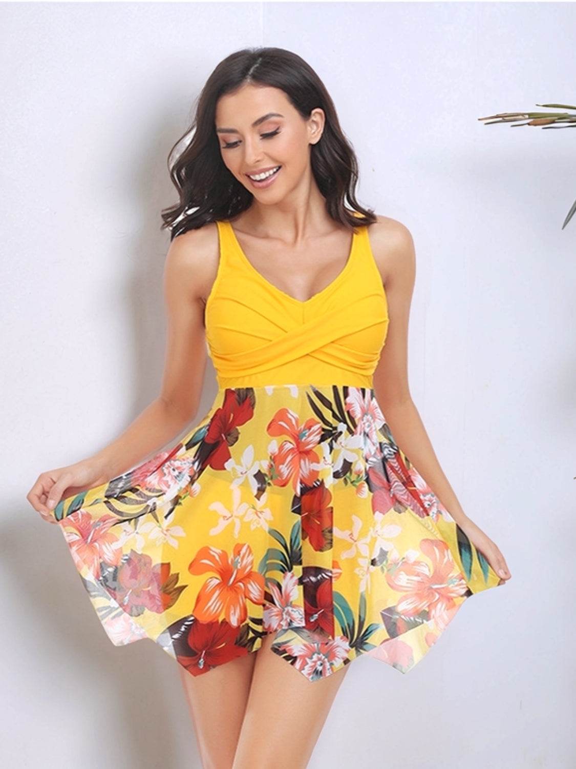 Printed Wide Strap Two-Piece Swim Set - Selvanelle