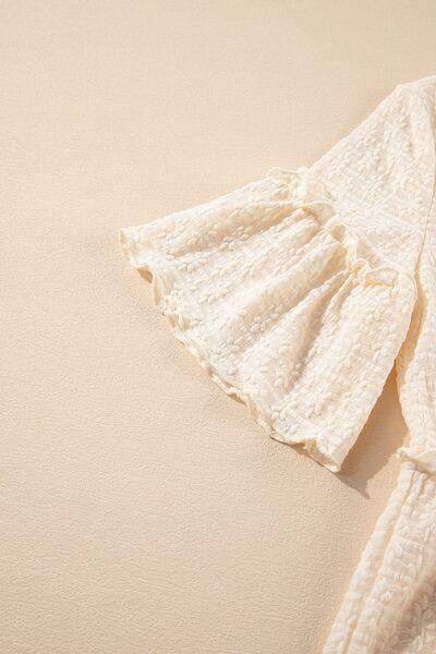 Frill Round Neck Half Sleeve Blouse for Women in Stylish Design - Selvanelle
