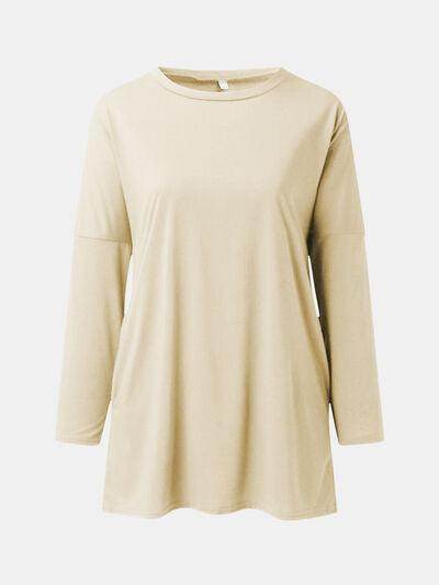 Full Size Round Neck Long Sleeve T-Shirt for Women - Selvanelle