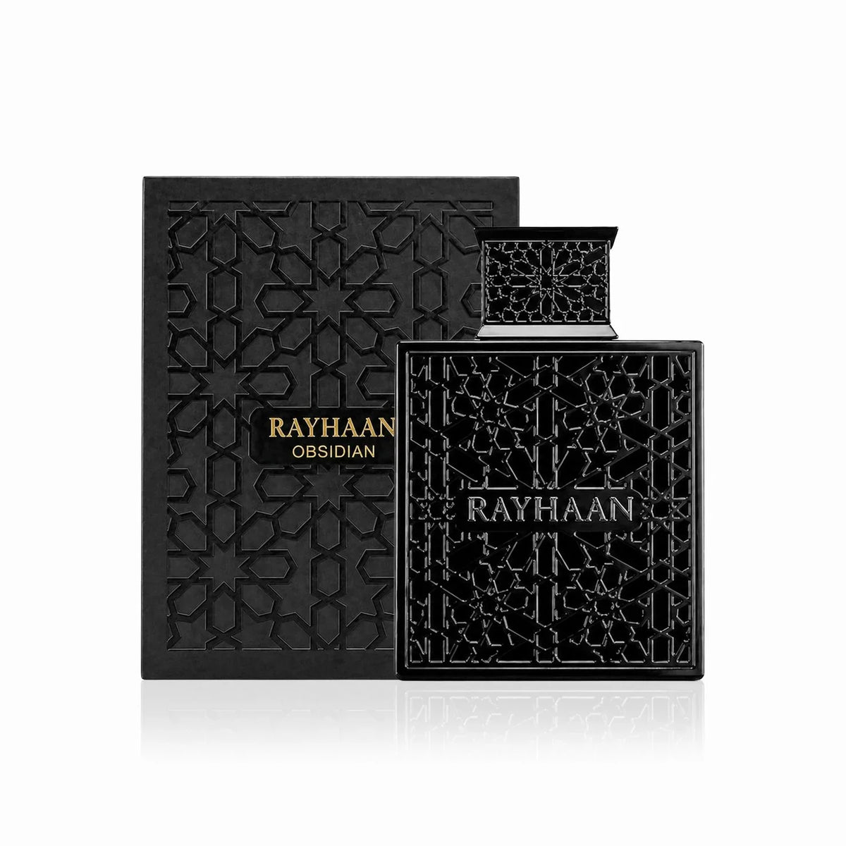 Rayhaan Obsidian Men’s EDP – Woody Spicy Amber, Long-Lasting, 3.4 fl oz / 100 ml