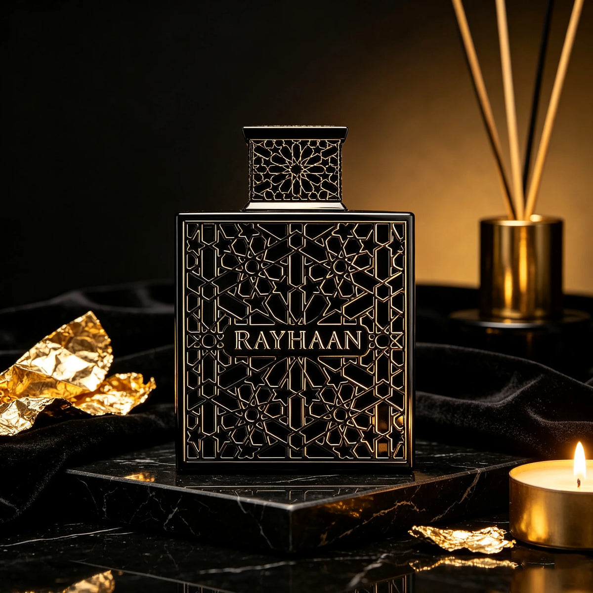 Rayhaan Obsidian Men’s EDP – Woody Spicy Amber, Long-Lasting, 3.4 fl oz / 100 ml