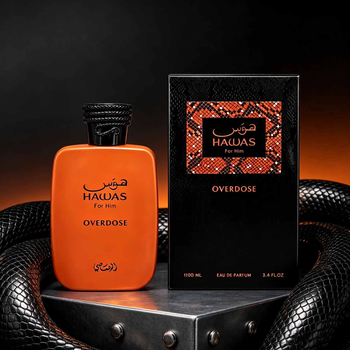 Rasasi Hawas Overdose Eau de Parfum Spray for Men – Intense Oriental Spicy, Woody & Amber Scent, Powerful Long‑Lasting Sillage, Perfect Father's Day & Anniversary Gift, 3.4 fl oz / 100 ml