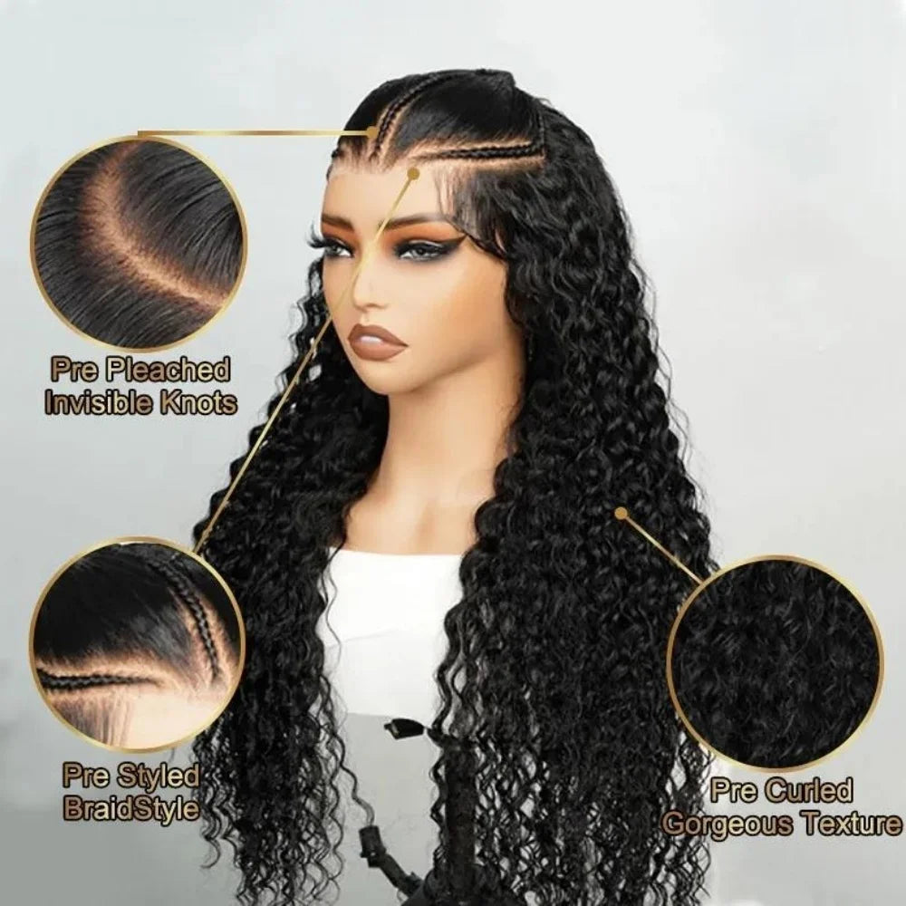 Glueless Pre Braided Wig Curly Hair 13x4 PreMax 3D Cap Wig With Mini Knots Bleached