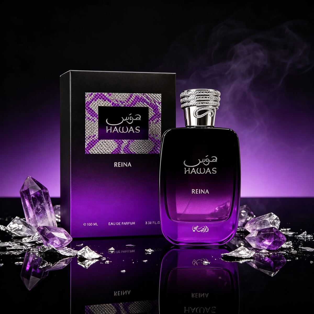 Rasasi Hawas Reina Eau de Parfum Spray for Women – Royal Oriental Floral & Sweet Fruity Scent, Powerful Long‑Lasting Sillage, Perfect Eid & Valentine's Gift, 3.4 fl oz / 100 ml