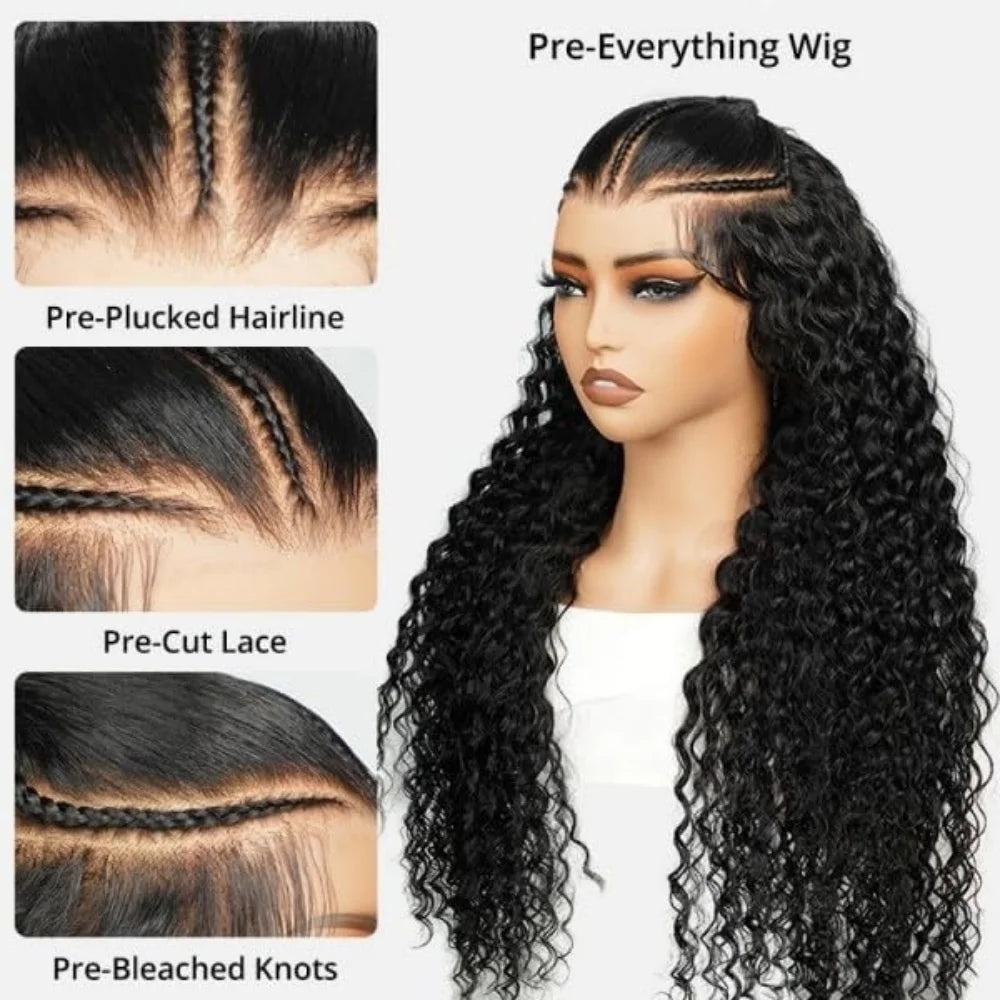 Glueless Pre Braided Wig Curly Hair 13x4 PreMax 3D Cap Wig With Mini Knots Bleached