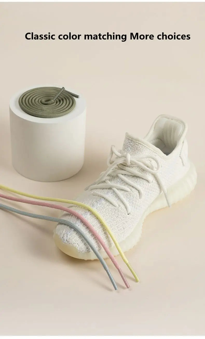 1 Pair New Round Shoe laces for Sneakers Yezy 350 Original Shoelaces for Shoes Polyester Solid Off White Laces Sport Shoestrings