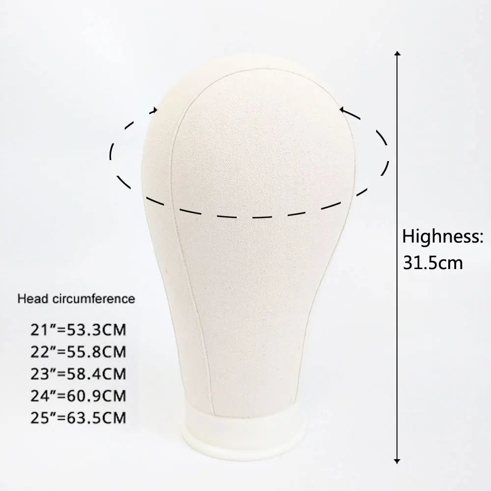 Canvas Wig Head Wig Stand 21-24inch Mannequin Head for Hairstyling Displaying Making Wig Stand With Head Wig Supports Holder