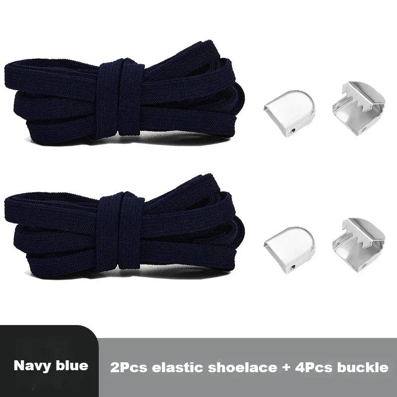 1 Pair Flat Elastic No-Tie Shoe Laces for Sneakers Tennis Shoes Quick Clip-On Shoelaces Accessories for Kids & Adults