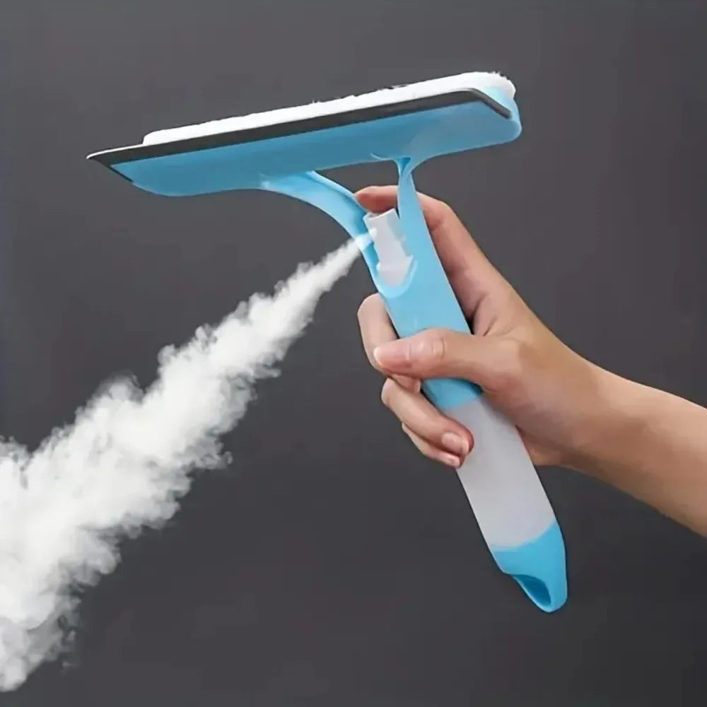 Home-use multi-functional glass cleaner, equipped with a watering can, combines three-in-one glass and window scraper functions