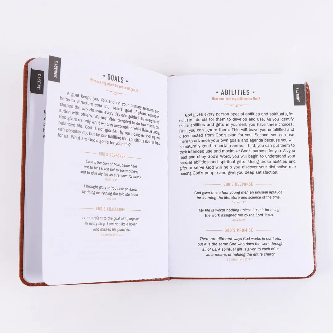One Minute with God for Men 365 Devotions, Brown Faux Leather Flexcove Books