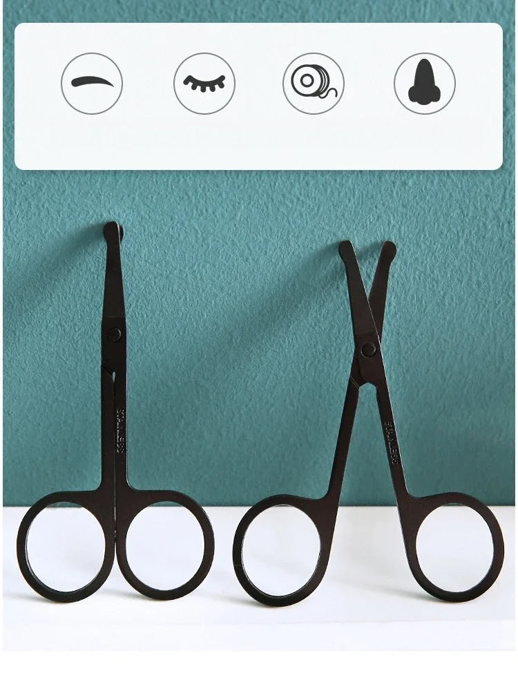 Black Round Head Nose Hair Trimmer, Stainless Steel Safety Nose Trimmer for Men & Women