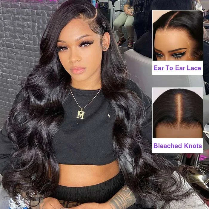 Brazilian Natural Body Wave Virgin Human Hair Wig HD Lace Frontal Closure 360 Wig 13x4 13x6 5x5 180% 200% Density 16-40 Inch Pre Bleached Knots