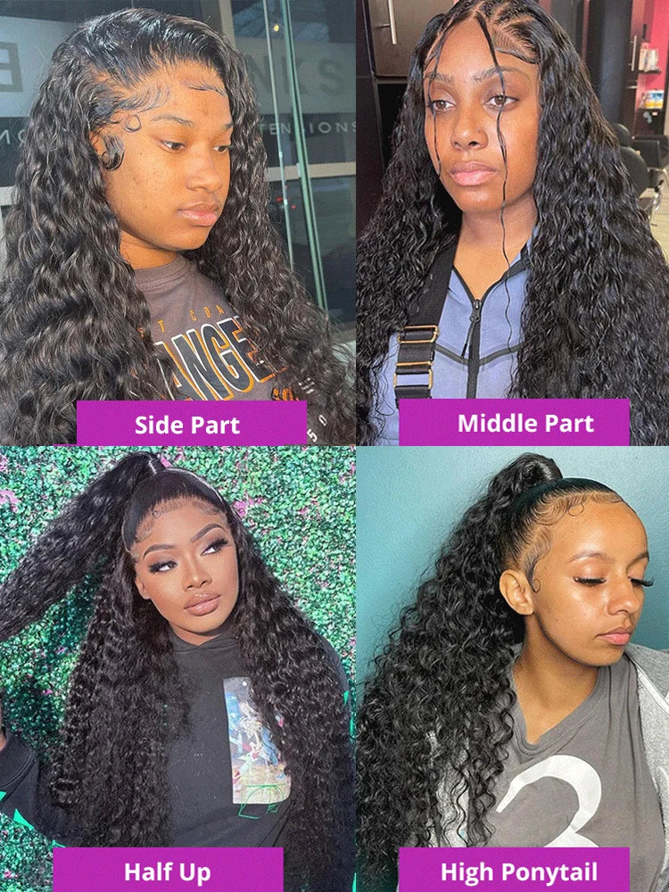 200% Real Density Curly ≥98% Human Hair Wigs 13x4 13x6 360 Hd Transparent Lace Front Wigs Deep Wave Lace Frontal Wig Water Wave