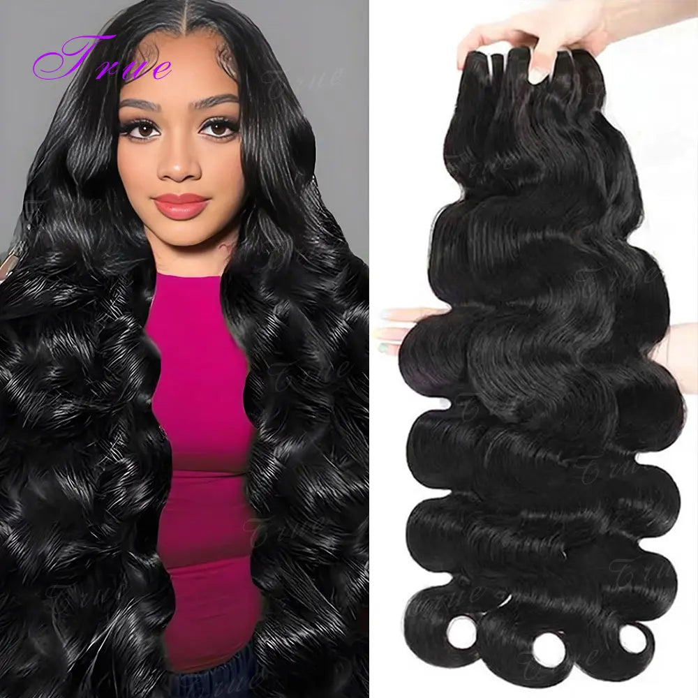 2 3 4 Pcs 14A Body Wave 100% Human Hair Bundles Brazilian Real Remy Weave Hair Unprocessed Raw Hair Bundles Extensions Natural Black