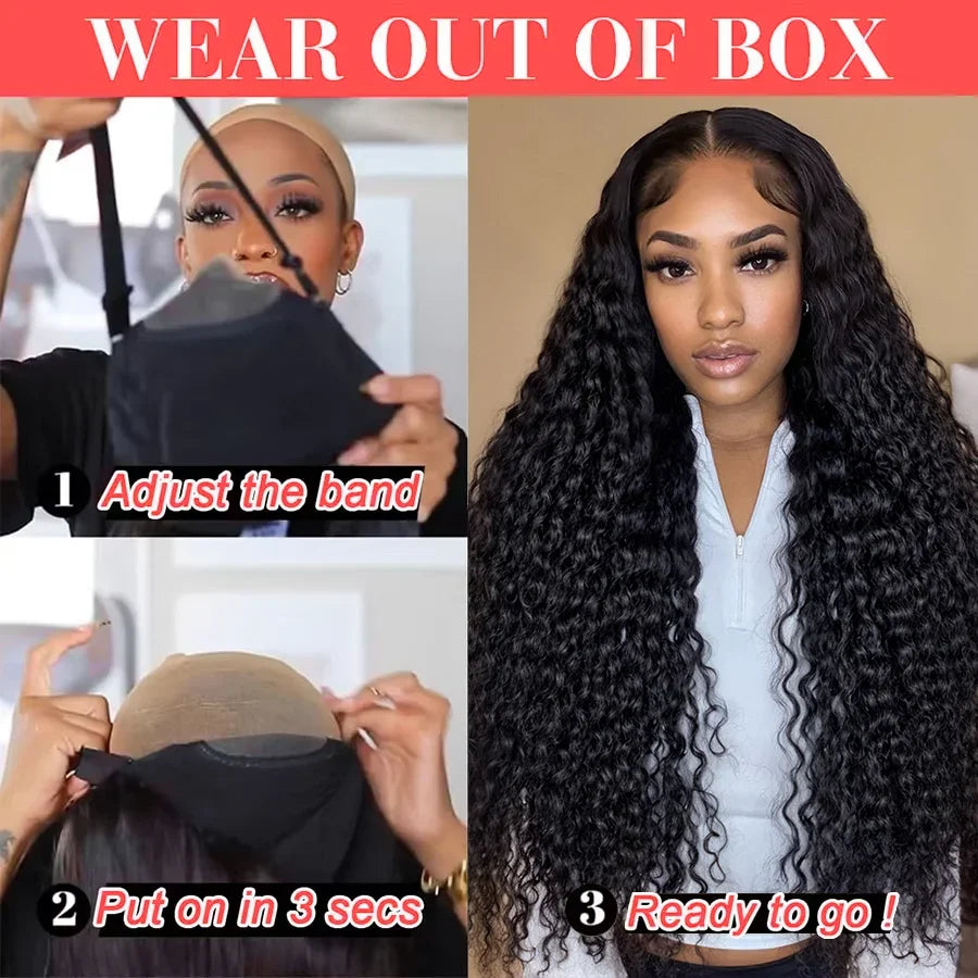 13x4 13x6 HD Transparent Lace Deep Wave Frontal Wig 40 Inch Jerrly Curly Lace Front HumanHair Wig For Deep Curly Water Wave Wig
