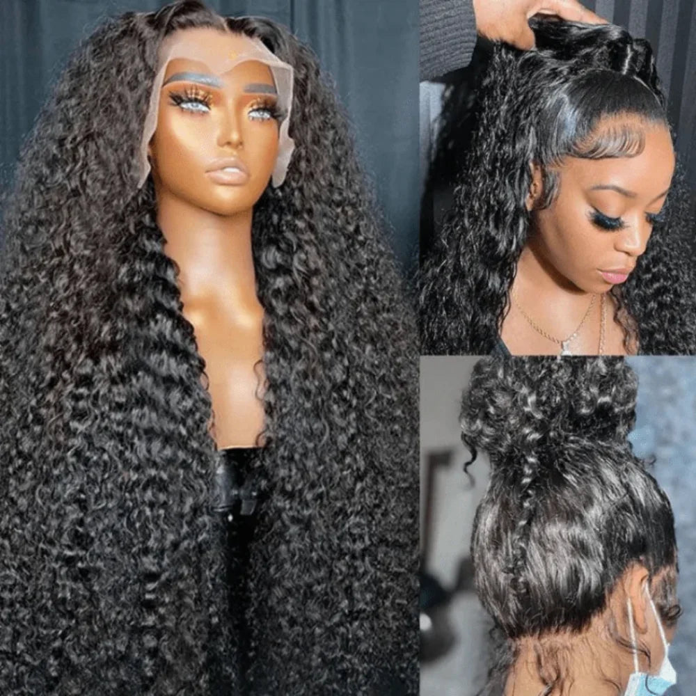 Premium 250 Density Deep Wave Human Hair Wigs 40 Inch Extra Long Natural Bouncy Texture 13x4 13x6 HD Lace Frontal Durable Versatile Women Wigs