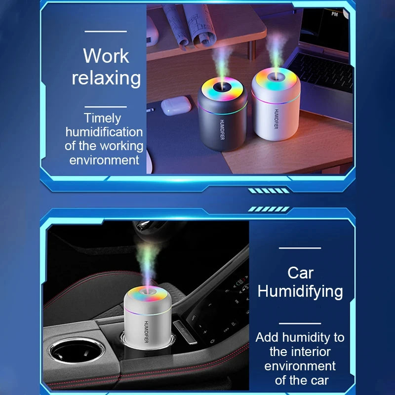 HOMEFISHMini Air Humidifier Usb Aroma Diffuser Essential Oil Purifier Cool Mist Sprayer Home BedroomLED Desktop humidificador
