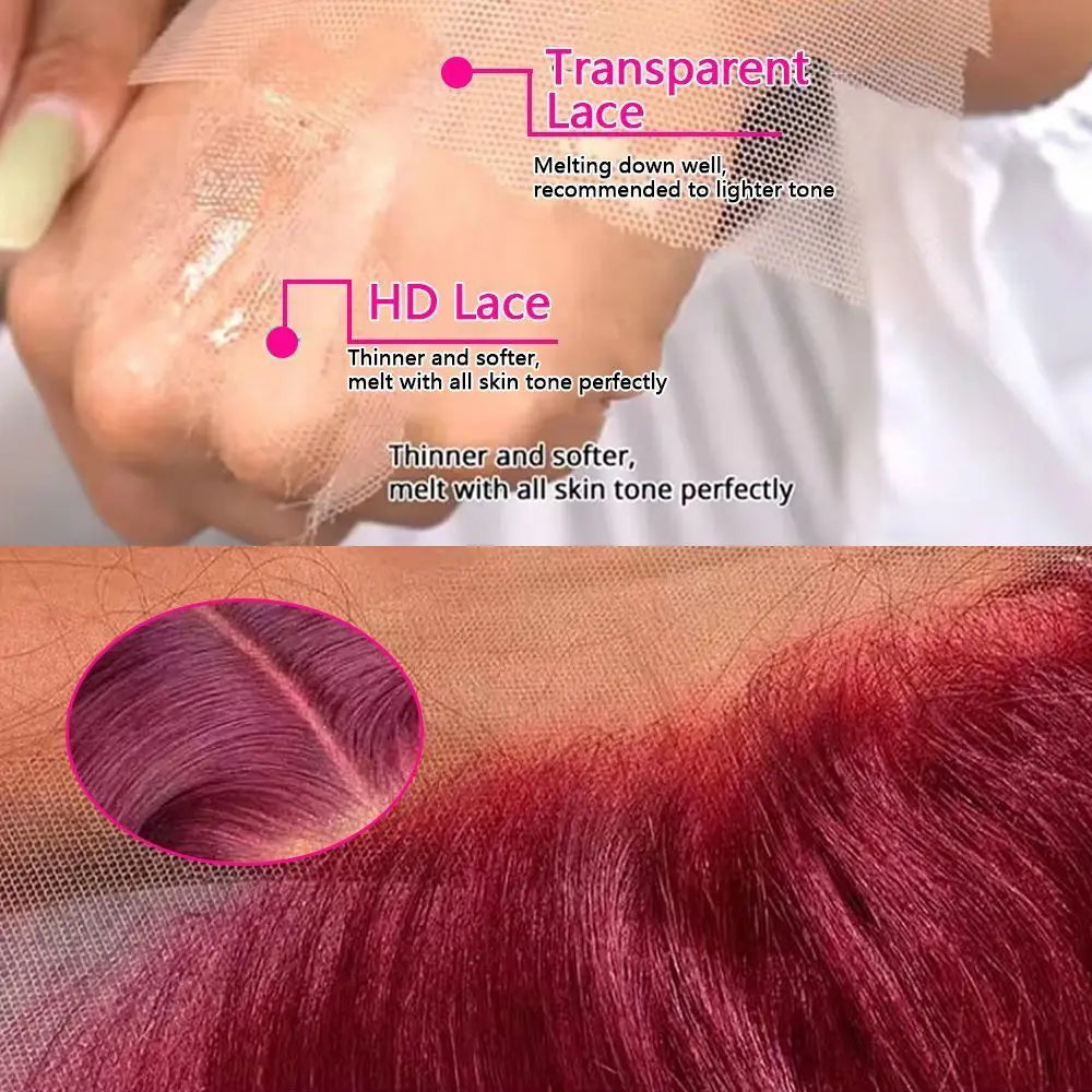 30 40 Inch Deep Wave 99J Burgundy 13x4 HD Lace Front Wig Human Hair Curly Water Wave 13x6 Hd Lace Frontal Brazilian Wigs 200 Density 99j Burgundy 13x6 Hd Lace Frontal Curly Human Hair Wig Red Wine