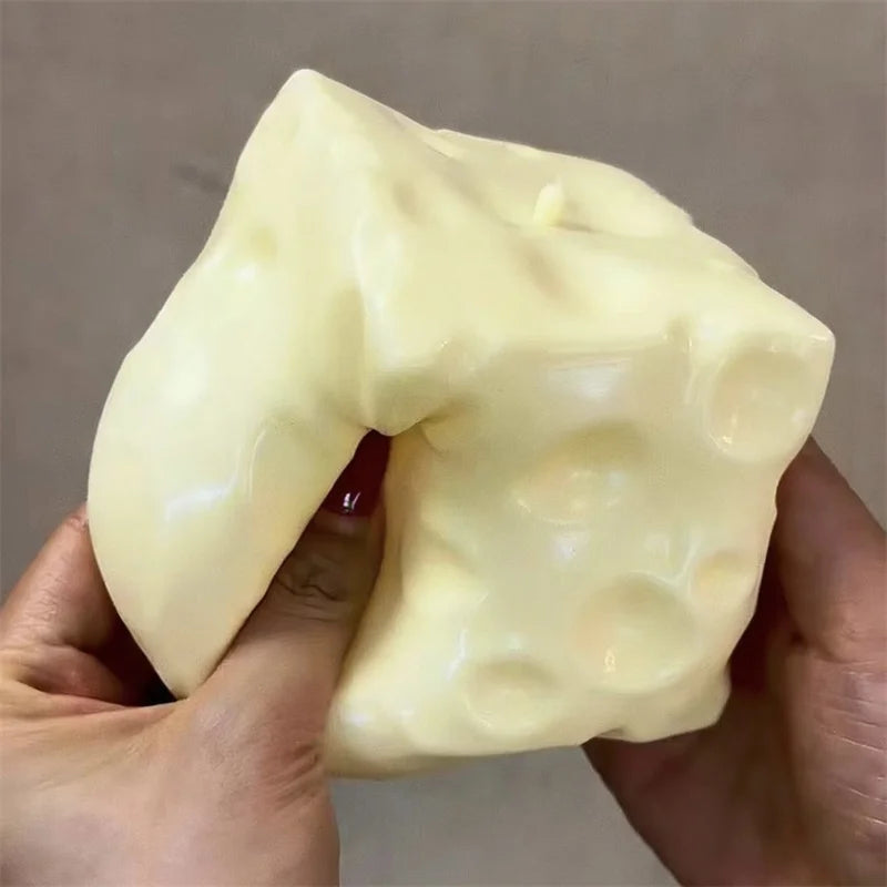 *-*Jumbo Cheese Cube Stress Ball Big Cheese Shapeable Squeeze Ball Non-Bounce Fidget Toy ASMR Sensory Anti-Stress Festival Gift