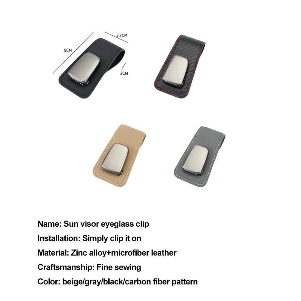 Multifunction Car Sun Visor Glasses Clip Leather Eyeglasses Clip Automobile Sunglasses Holder Card Case Auto Interior Accessorie