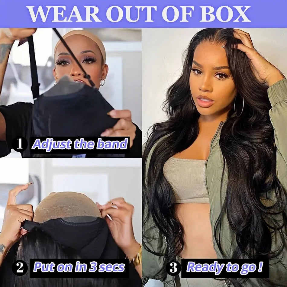 210 Density Glueless Wigs Human Hair Body Wave Lace Front Wigs Human Hair Pre Plucked 4x4 HD Lace Frontal Wigs