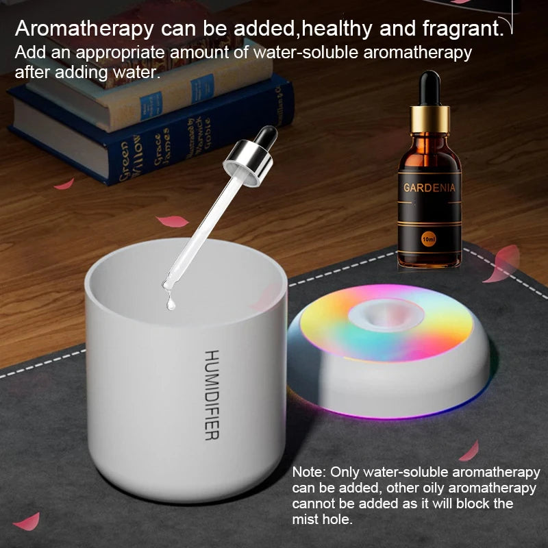 HOMEFISHMini Air Humidifier Usb Aroma Diffuser Essential Oil Purifier Cool Mist Sprayer Home BedroomLED Desktop humidificador