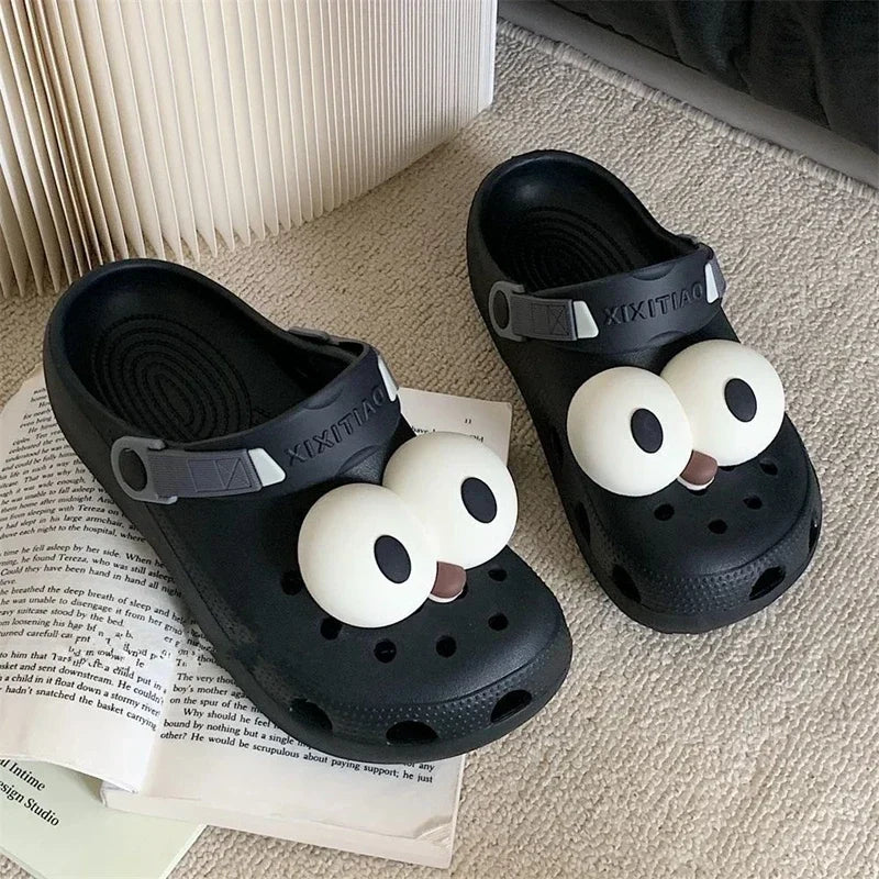 1 Pair Cute Big Eyed Hole Shoe Charms Cartoon Funny Fun Shoes Decoration Kids Adult DIY Shoe Buckles Slipper Accessories Fashion