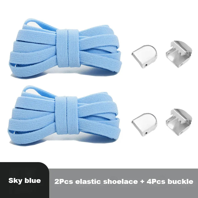 1 Pair Flat Elastic No-Tie Shoe Laces for Sneakers Tennis Shoes Quick Clip-On Shoelaces Accessories for Kids & Adults