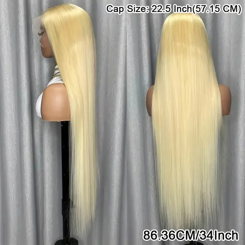 40Inch Straight Blonde 613 Blonde Human Hair Lace Frontal Wig 13x6 Transparent Blonde Lace Front Wigs Pre Plucked Human Hair Wig