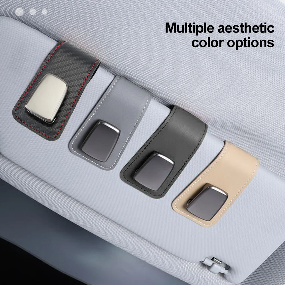 Multifunction Car Sun Visor Glasses Clip Leather Eyeglasses Clip Automobile Sunglasses Holder Card Case Auto Interior Accessorie