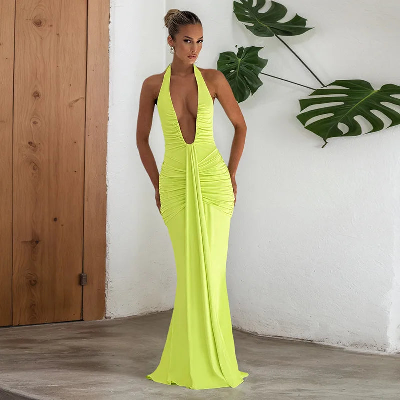 Avrilyaan Leopard Print Halter Pleated Ribbon Dress Women Mini 2025 Summer Dress Deep V Backless Sexy Party Dresses Vestidos