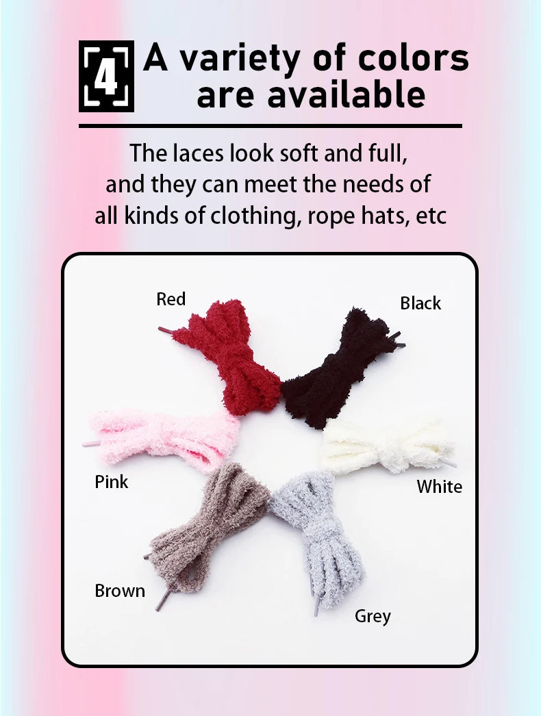 Fashion round plush laces Quality 1cm wide Sneakers Flats Casual laces Shoe accessories 80 /100 /120 /140 /160 Laces 1Pair