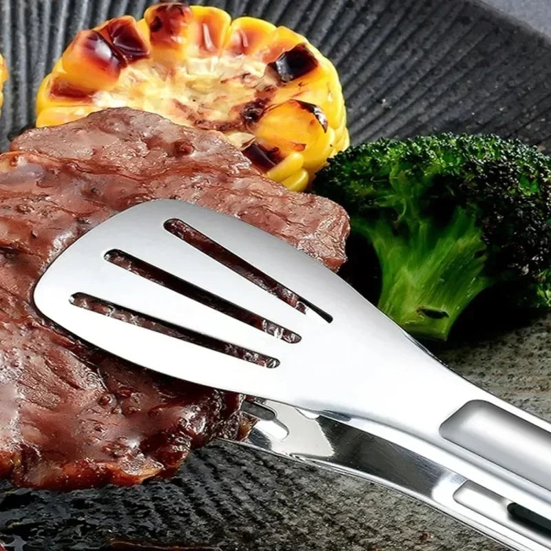 Stainless Steel Food Tongs Household Kitchen Thickened Heat-resistant Steak Tongs Food Buffet Barbecue Roasted Meat Bread Clips