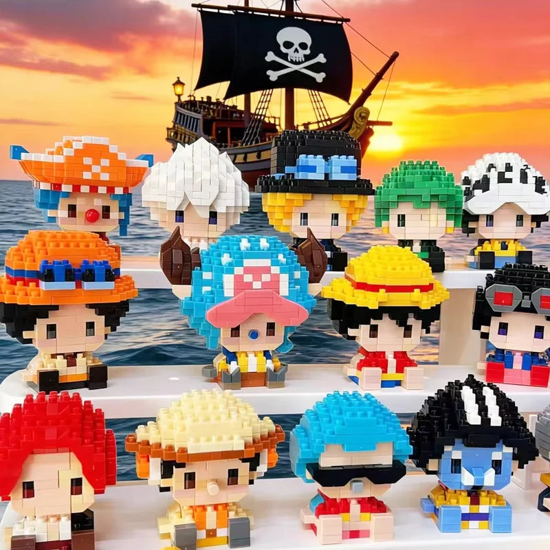 ONE PIECE Sun God Nika Luffy Micro Building Block Chopper Ace Buggy 3D Anime Model Assembly Mini Bricks Figure Toys For Gift