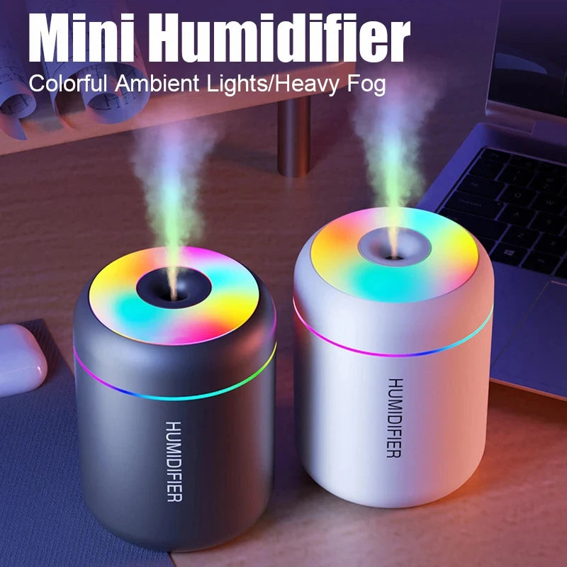 HOMEFISHMini Air Humidifier Usb Aroma Diffuser Essential Oil Purifier Cool Mist Sprayer Home BedroomLED Desktop humidificador