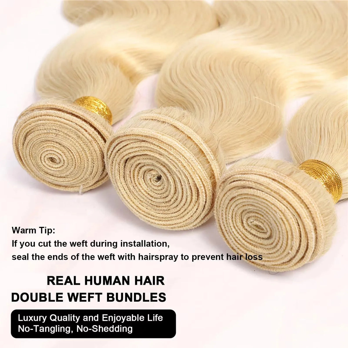 613 Blonde Bundles Body Wave Human Hair 22" 24" 26" 12A 613 Blonde Body Wave Human Hair 3/4 Bundles Unprocessed Virgin Vietnamese Human Hair Bundles