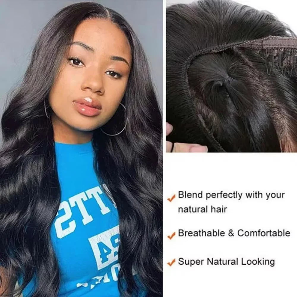V Part Wig 220 Density Human Hair Body Wave Upgrade V Part Wig No Leave Out V Part Wig Human Hair Wig Remy Hair Daily