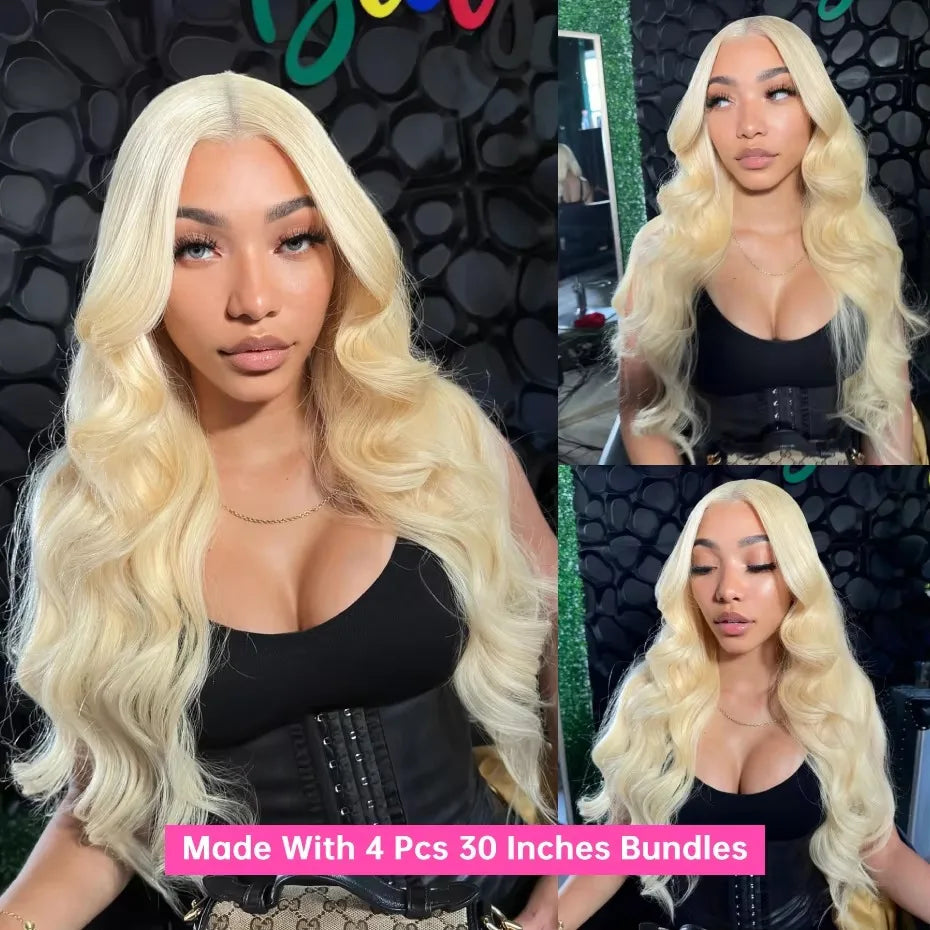 613 Blonde Bundles Body Wave Human Hair 22" 24" 26" 12A 613 Blonde Body Wave Human Hair 3/4 Bundles Unprocessed Virgin Vietnamese Human Hair Bundles