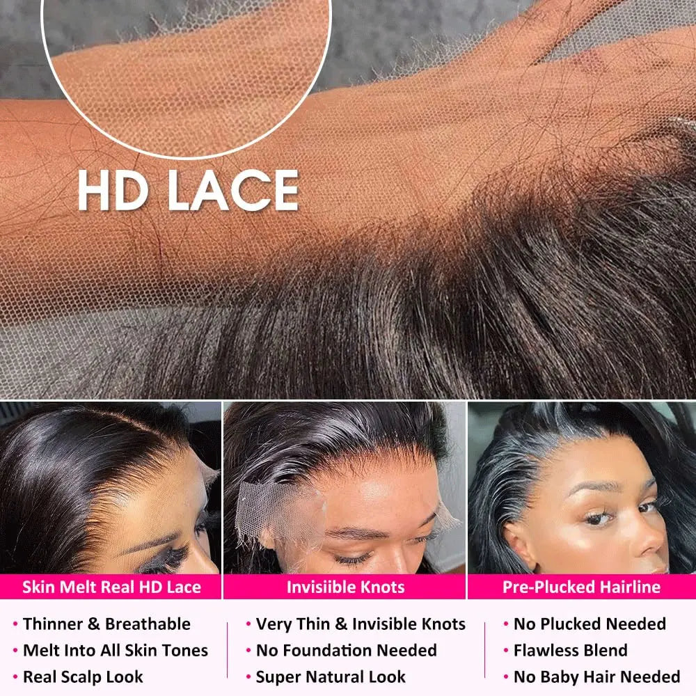 Raw Peruvian Body Wave 250% Density 40 42 inch 13x6 HD Lace Front Human Hair Wigs 13x4 Frontal Wigs Women Glueless Closure Wigs