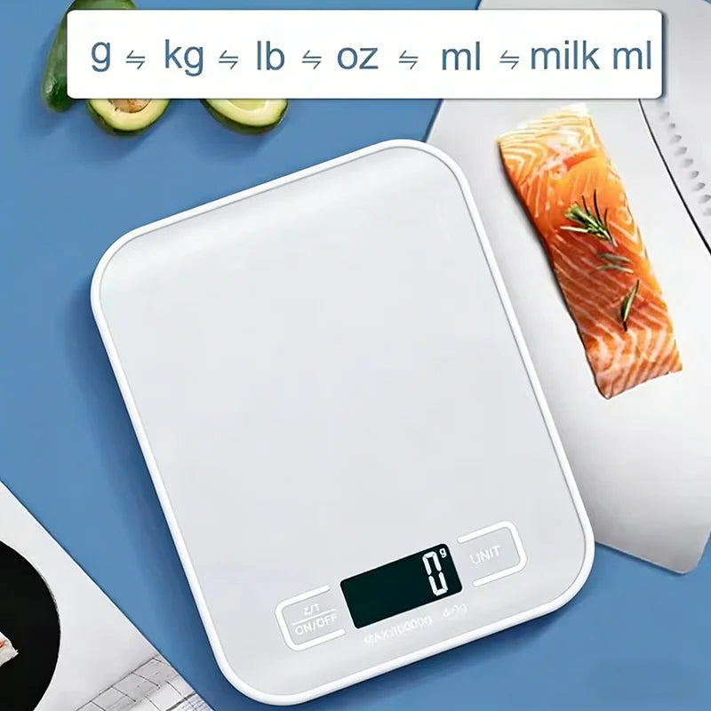 Digital Kitchen Scale 10/5kg-1g LED Display Stainless Steel Panel Electronic Scales for Home Food Snacks Weighing Baking Tools